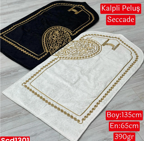 Kalpli peluş çift seccade takımı